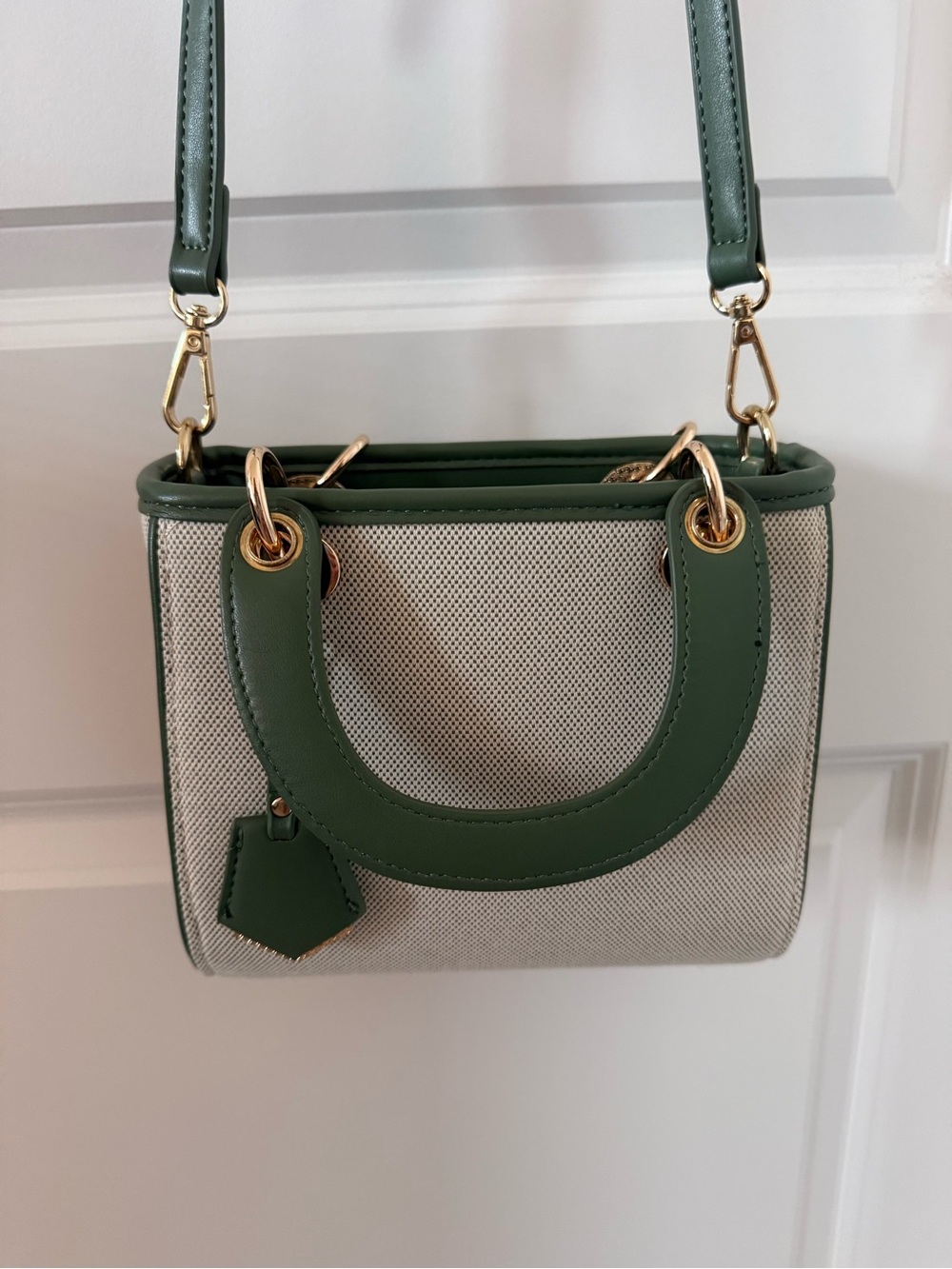 Madison West Green Trim Canvas Mini Tote